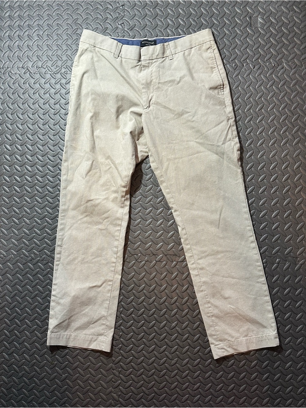 Banana Republic Aiden Slim Fit Pants 34x32 Beige Tan Pinstripe Chino Casual